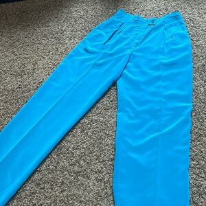 Rina Vintage Teal Turquoise 100% Silk SuitPants Size 8